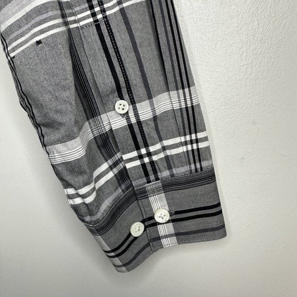 Theory Shirt Mens Large Black Gray Button Up Zack PS Long Sleeve Casual Cotton - Picture 7 of 8